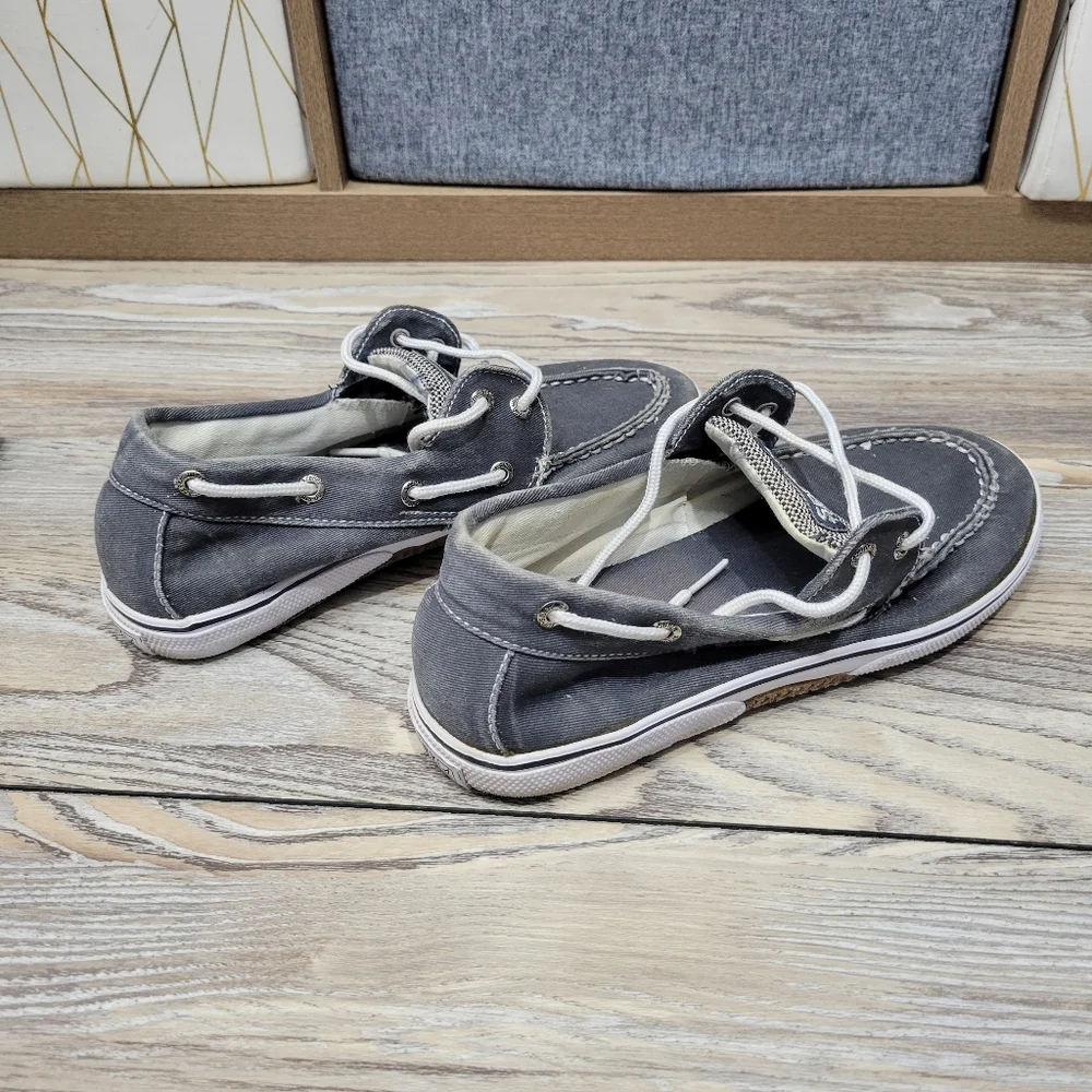 Sperry Halyard 2-Eye canvas boat shoes Boys Size 3 M Gray
